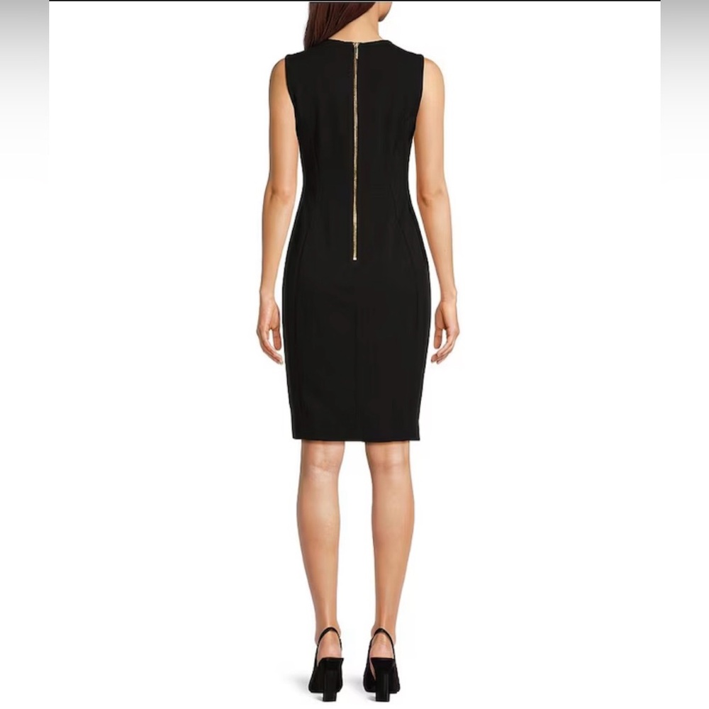Calvin Klein Women's Black Sheath Dress Size 8 sleeveless Midi - Picture 2 of 9
